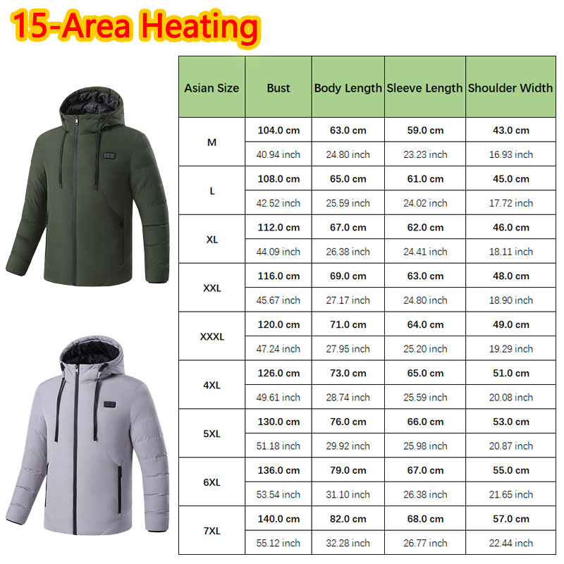 15 Area Heated Winter Hooded J - đánh giá và giá Outdoor Sport Winter Jacket