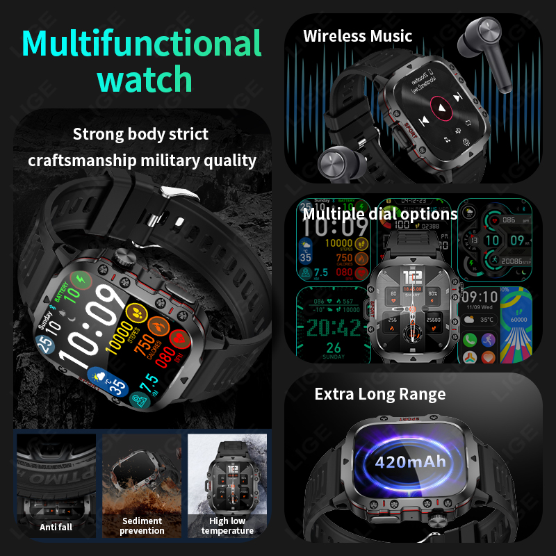 LIGE Outdoor Smart Watch Men 2 - đánh giá và giá Outdoor Sport Day